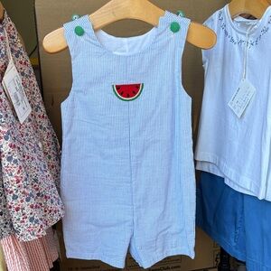 Blue Striped Kids One Piece with Watermelon Patch